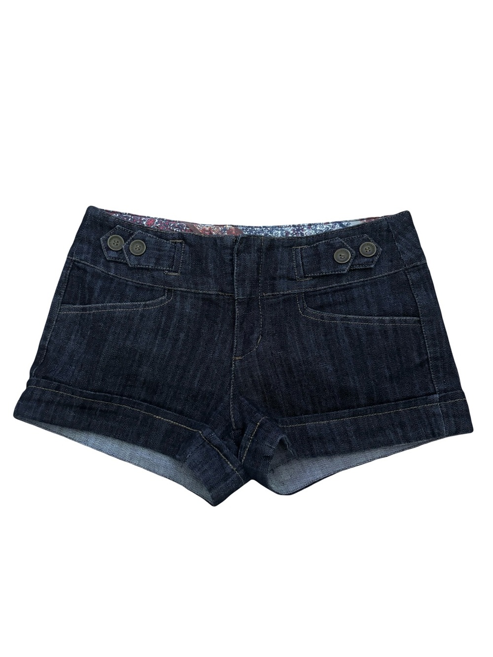 Kismet Dark Blue Low Rise Cuffed Denim Mini Shorts